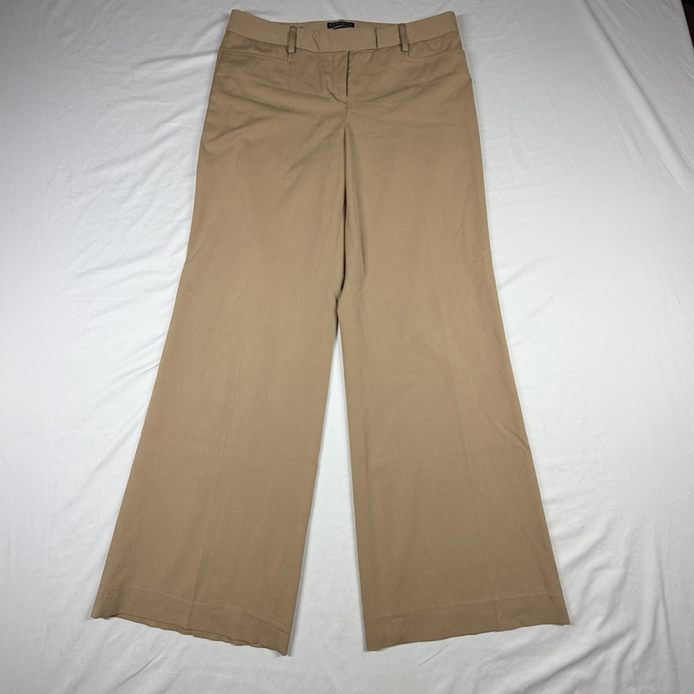 Vintage Y2K Express Pants Women 6R Tan Editor Mid Rise Flare Trousers